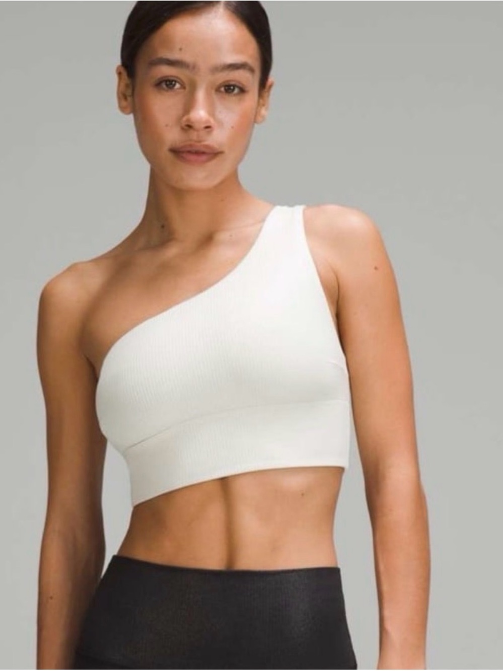 Lululemon One-Shoulder Cream Ribbed Sports Bra